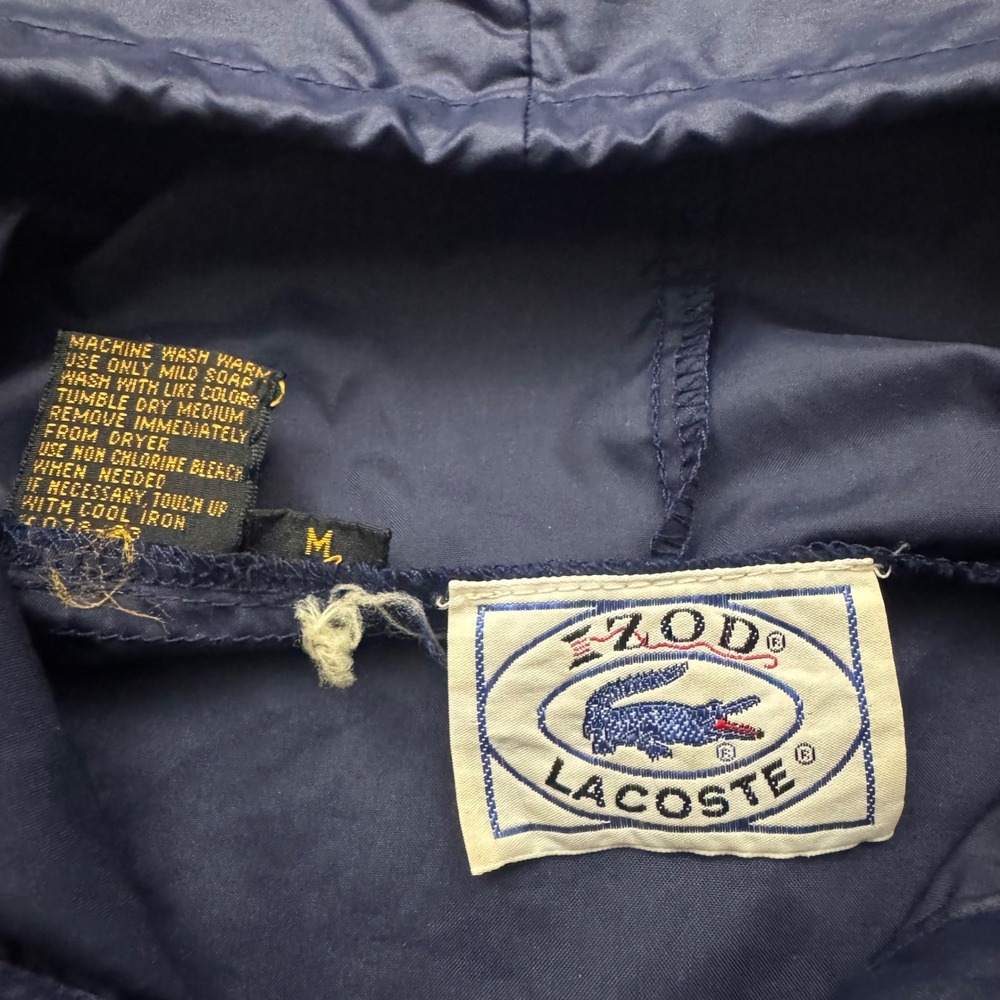 Vintage Izod Lacoste Anorak Lightweight Windbreaker Hooded Jacket Blue M - Picture 4 of 7